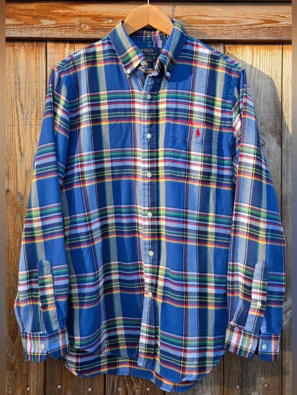 Polo Ralph Lauren Classic Fit Performance Flannel Plaid Button Down Shirt Medium